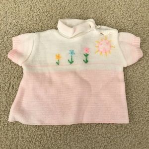 Novelty Knit pink and white sweater - baby 0-3 mon